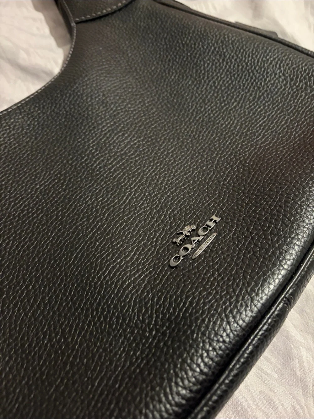Coach Black Pebbled Leather Shoulder Bag